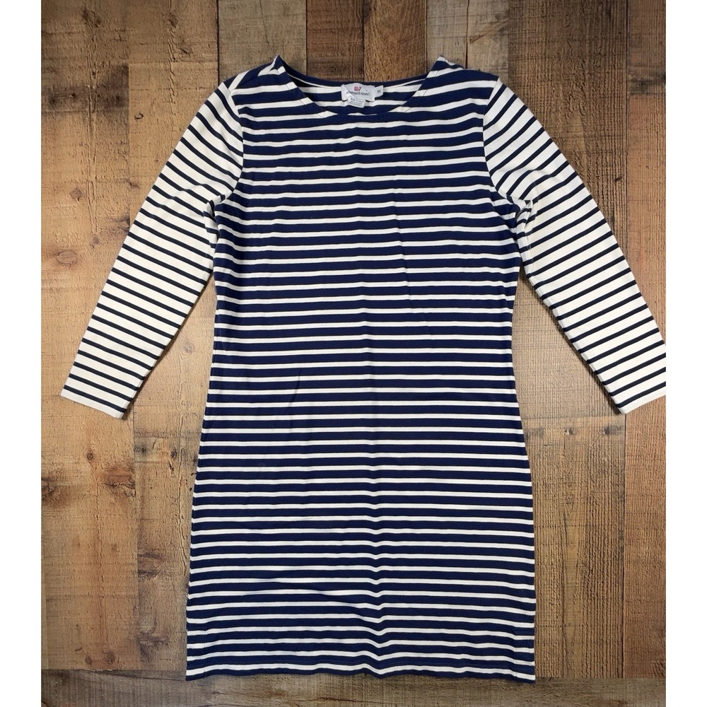 Vineyard Vines T-Shirt Dress Womens XS Pink Striped Long Sleeve Preppy Cotton
